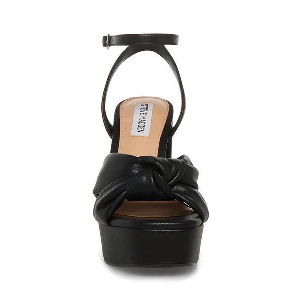 STEVE MADDEN | LALA Black Platform Heels Leather Size 8.5 - Picture 3 of 6